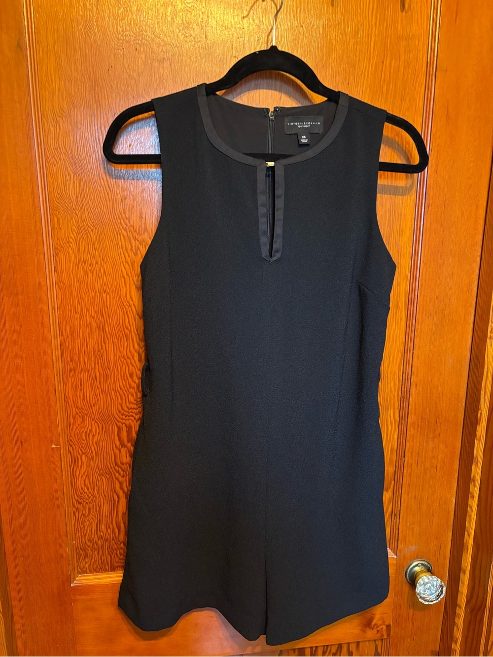 Victoria Beckham Black Sleeveless Romper with Front Keyhole